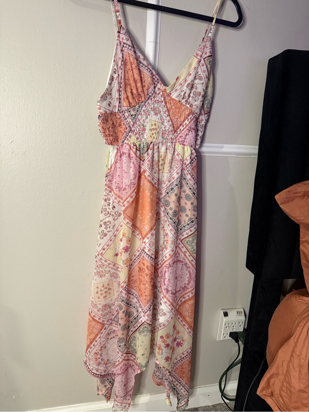 Almost Famous Pink & Peach Patchwork Maxi Dress